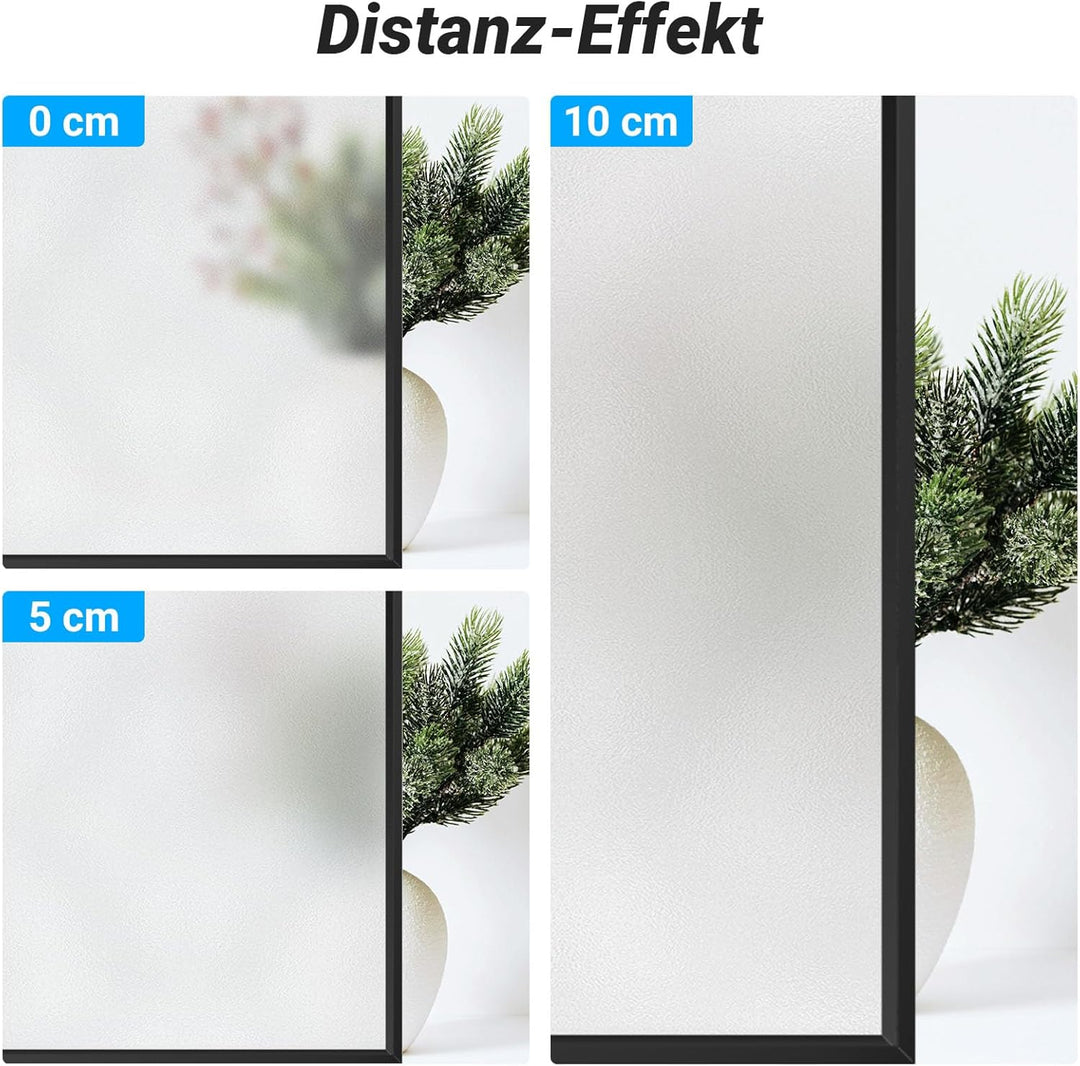 Funfox Fensterfolie Matt Blickdicht Milchglasfolie Fenster Selbstklebende Sichtschutzfolie Anti-UV S