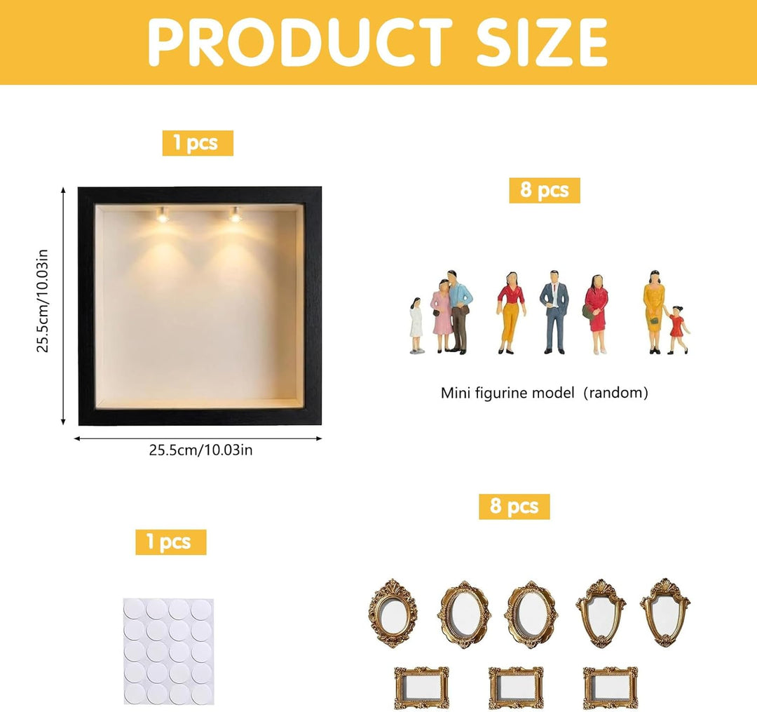 DIY Mini Museum Silhouette Box,Foto Erinnerungsanzeige Set,Kreatives Erinnerungsdisplay Kit,mit 8 Mi