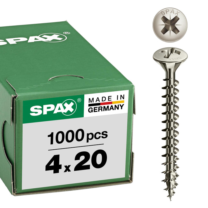 SPAX Universalschraube, 4,0 x 20 mm, 1000 Stück, Kreuzschlitz Z2, Linsensenkkopf, Vollgewinde, 4CUT,