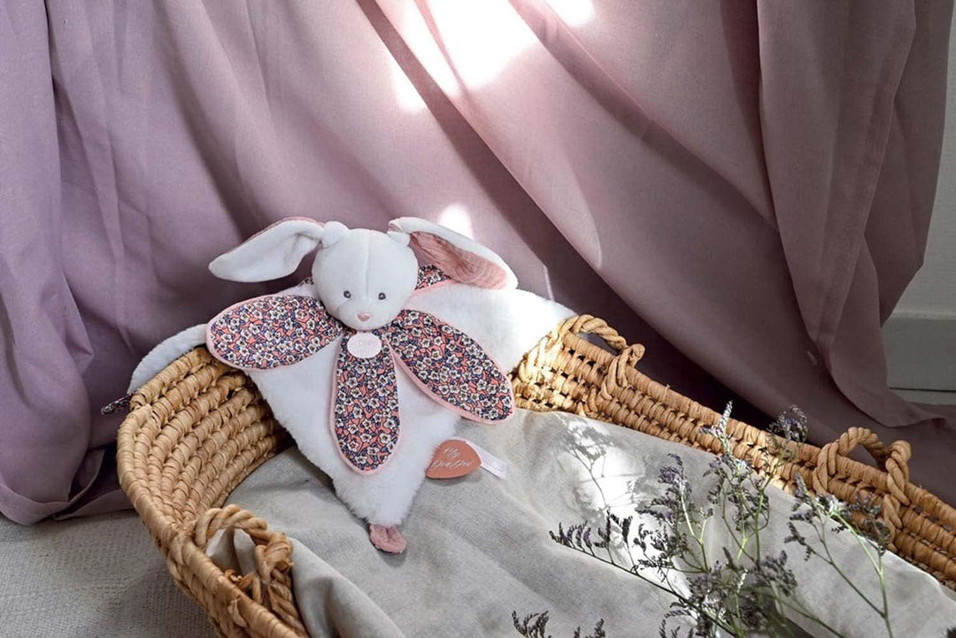 Doudou et Compagnie - Boh'aime Kuscheltier Hase, Rosa, 27 cm – Geschenk zur Geburt – schöne Geschenk