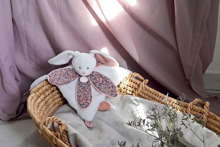 Doudou et Compagnie - Boh'aime Kuscheltier Hase, Rosa, 27 cm – Geschenk zur Geburt – schöne Geschenk