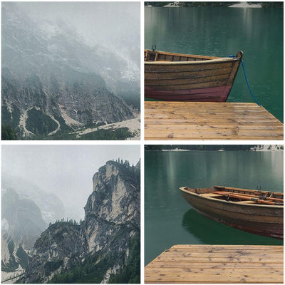 Bilder auf Leinwand 100x70cm Leinwandbild mit Rahmen Berge See Boot Gross Wanddeko Bild Schlafzimmer