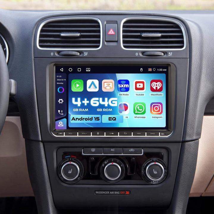 Hikity [4+64GB] Android 15 Autoradio, Wireless CarPlay Android Auto, für VW Golf 5 6 Passat Polo Tig
