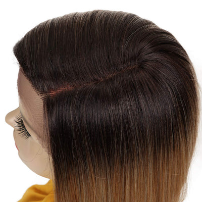 Début Lace Front Perücke für schwarze Damen Bob Perücke für weisse Damen Kunsthaar 24 cm 120g Braun