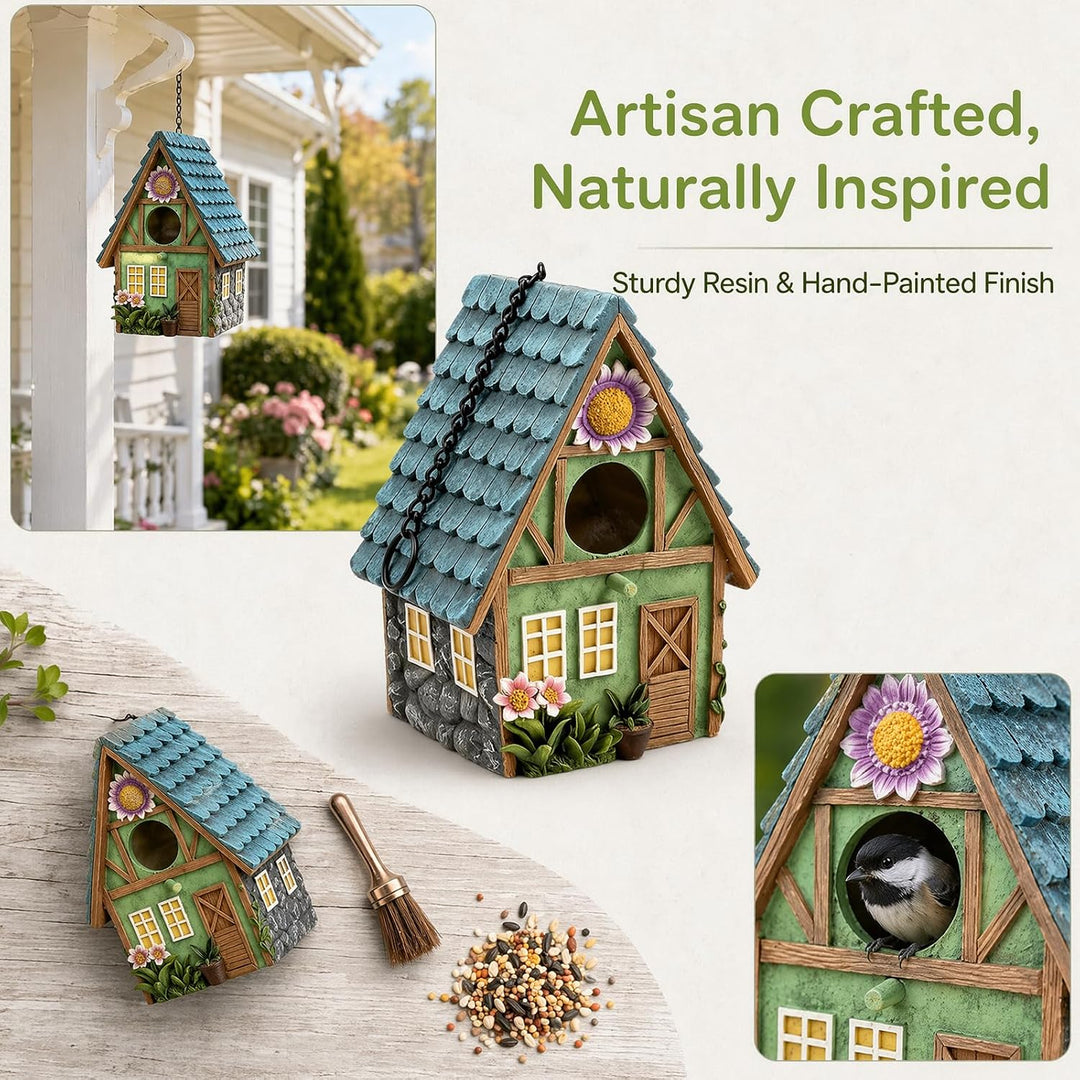 Vogelhaus Für Draussen, Bunte Vogelnistkästen Aus Kunstharz, 21.4x13x15.5 cm Vogelhaus Wetterfest, H