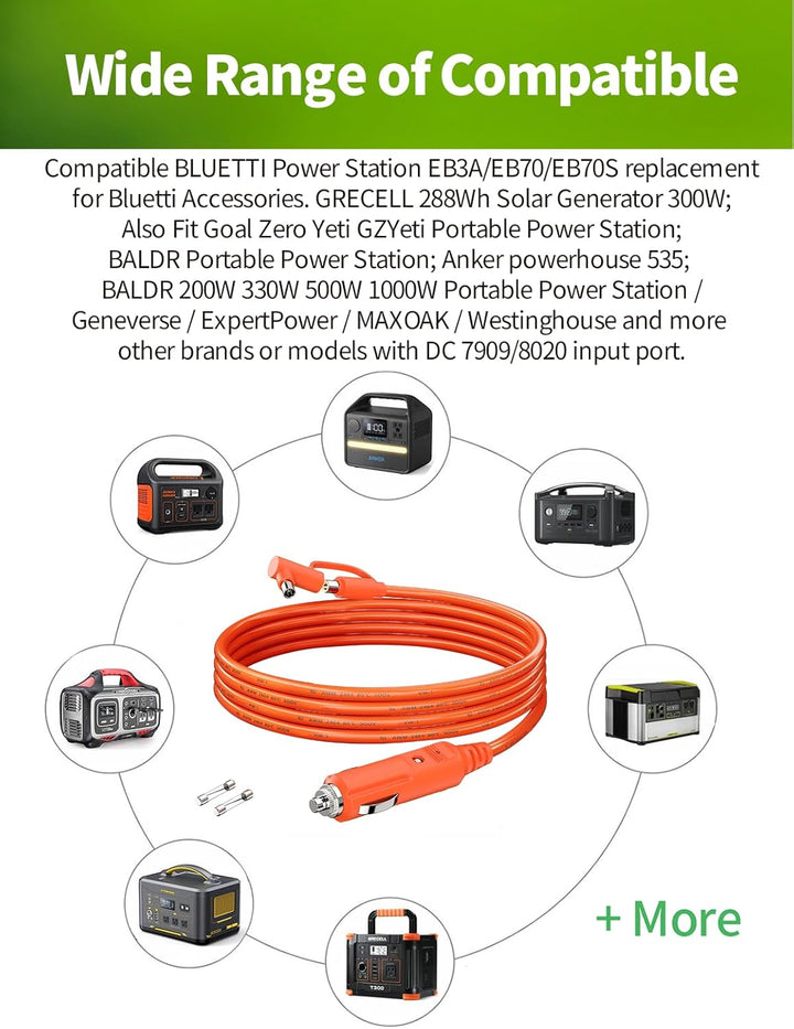 Lonnky 12V-24V Auto-Ladegerät DC7909/DC8020 Zigarettenanzünder-Ladekabel, kompatibel mit BLUETTI EB3