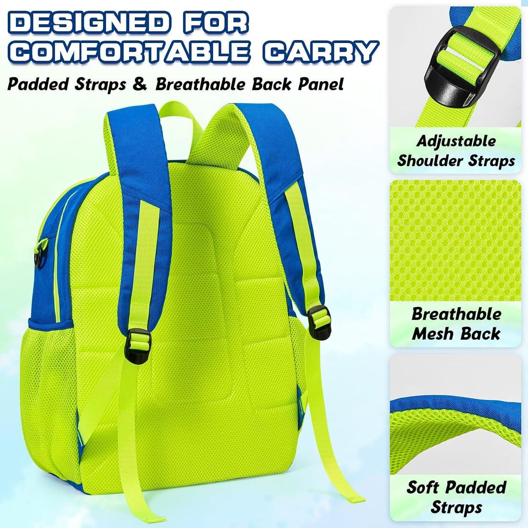 WAWSAM Schwimm Rucksack für Kinder mit Schuhfach und Trocken- und Nasstrennung Blau & Grün, Blau & G