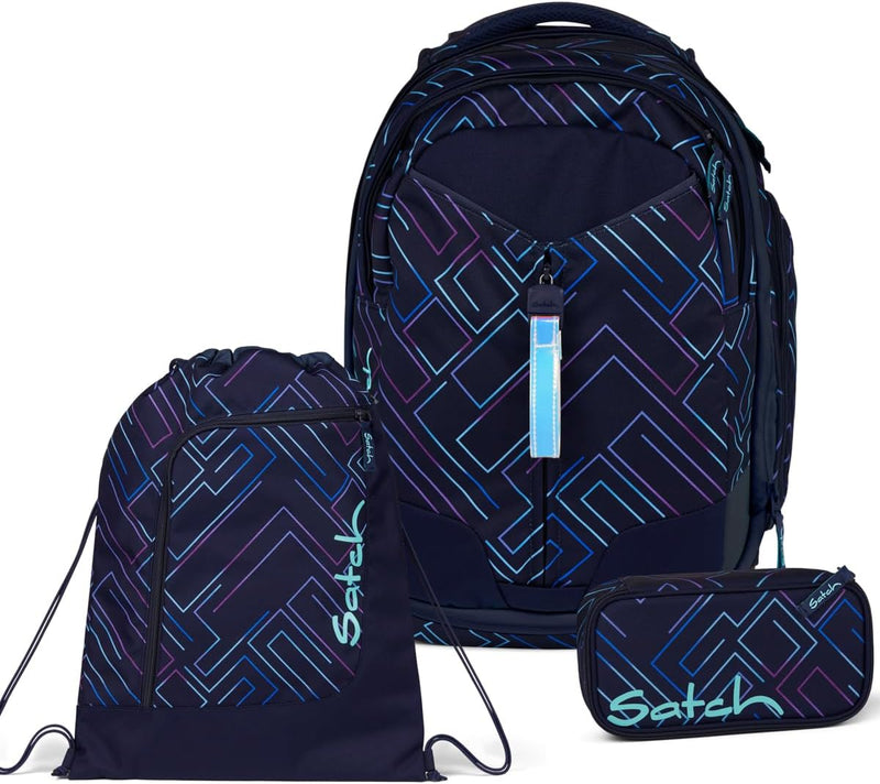 satch Match Schulrucksack Set 3tlg. inkl. Schlamperbox und Sportbeutel Purple Laser, Purple Laser