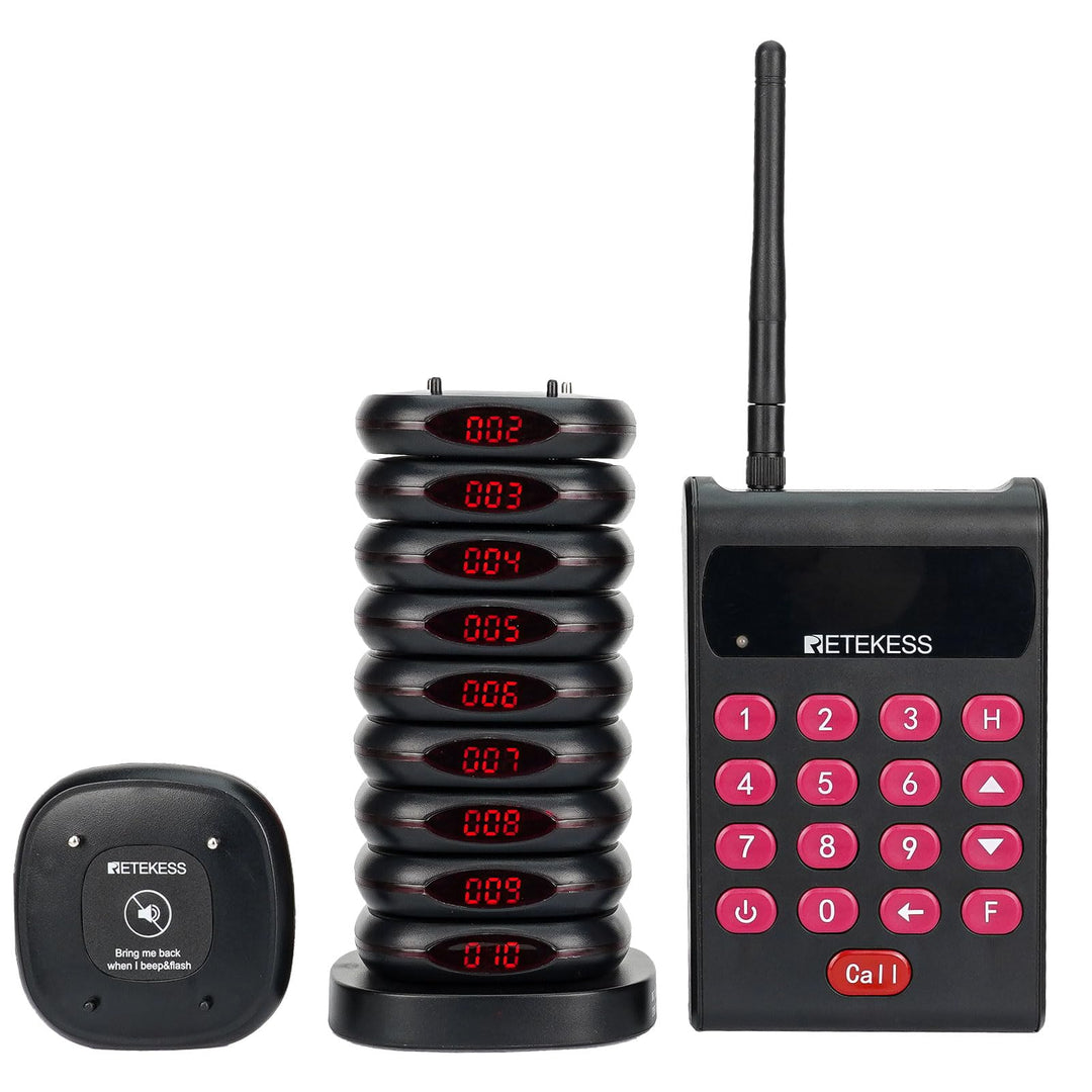 Retekess TD161 Pager Rufsystem mit Halterung, 500M Pager System mit Gebührenfreiem Tastatursender, E