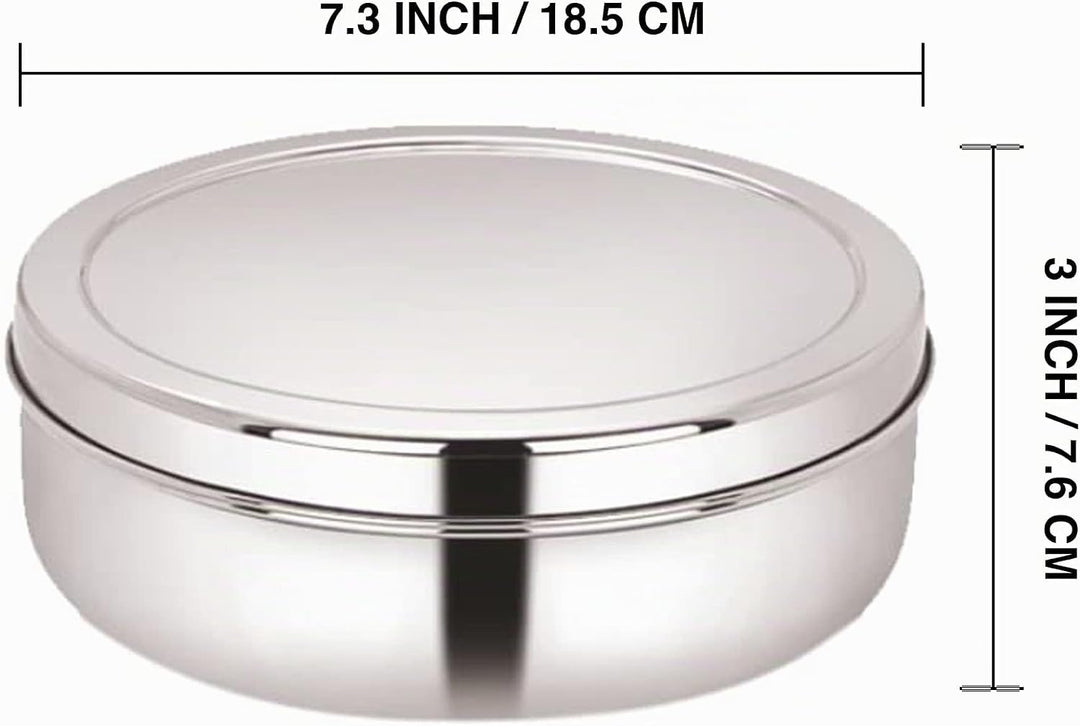 KSJONE Doppeldeckel-Gewürzbehälter Masala Dabba mit 7 Fächern und 7 Löffeln, Masala-Box, Gewürzbehäl