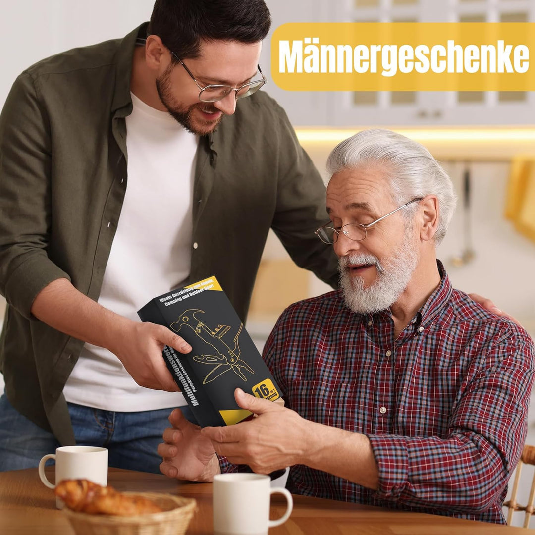 Multitool Werkzeug Geschenk für Männer, 16-in-1 Faltbares Multifunktionswerkzeug Survival Kit mit Ha