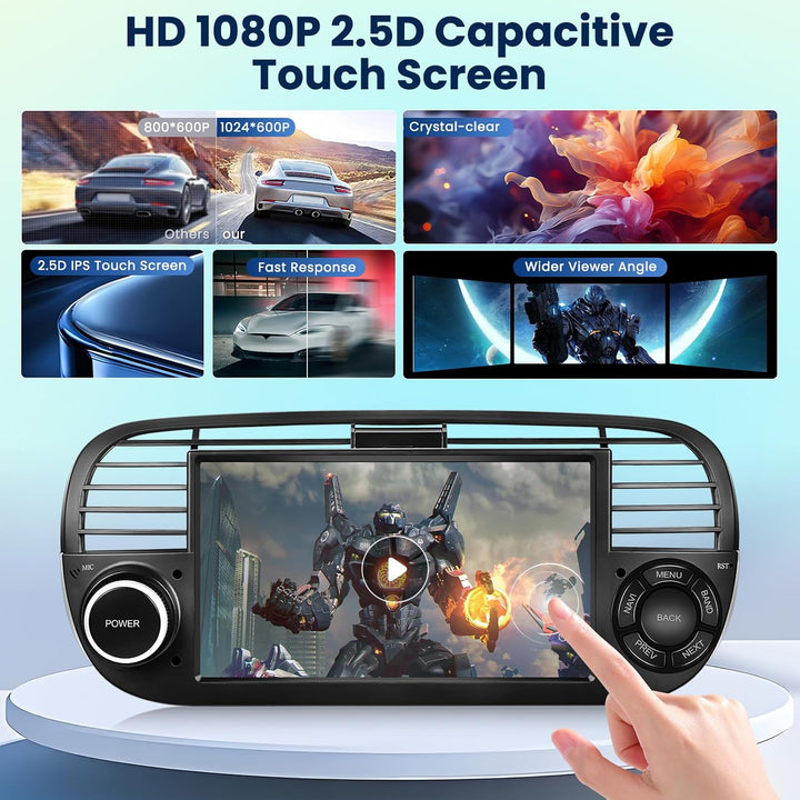 [6G+128G] Inefala Android 15 Autoradio für FIAT 500 2007-2015 mit Wireless Carplay Android, 7 Zoll T