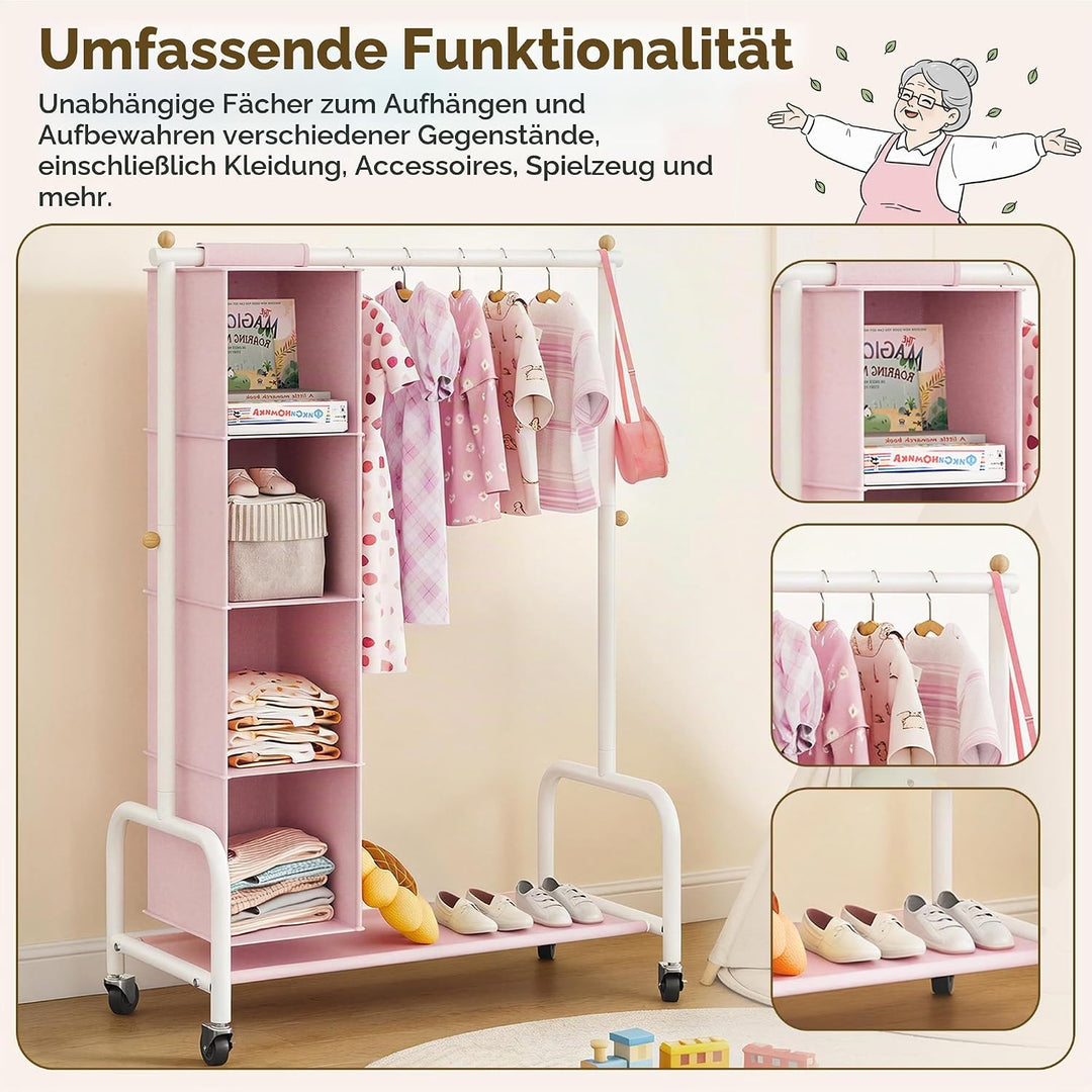 GRANNY SAYS Kinderkleiderstange mit hängendem Organizer, Kinderkleiderstange mit Rollen, Kleiderstän