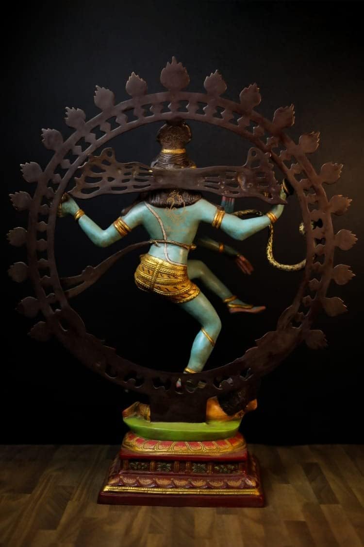 SHIVAJI ARTS Nataraj-Statue, Tanzende Shiva aus Messing, handbemalt, 66 cm, gross, 1 Stück