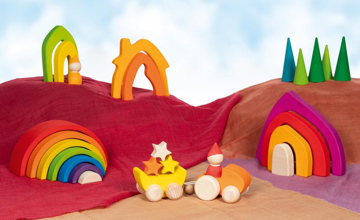 goki 55861 - Kleiner Sternensammler - aus hochwertigem Ahornholz - goki Evolution - Bunte Farben auf