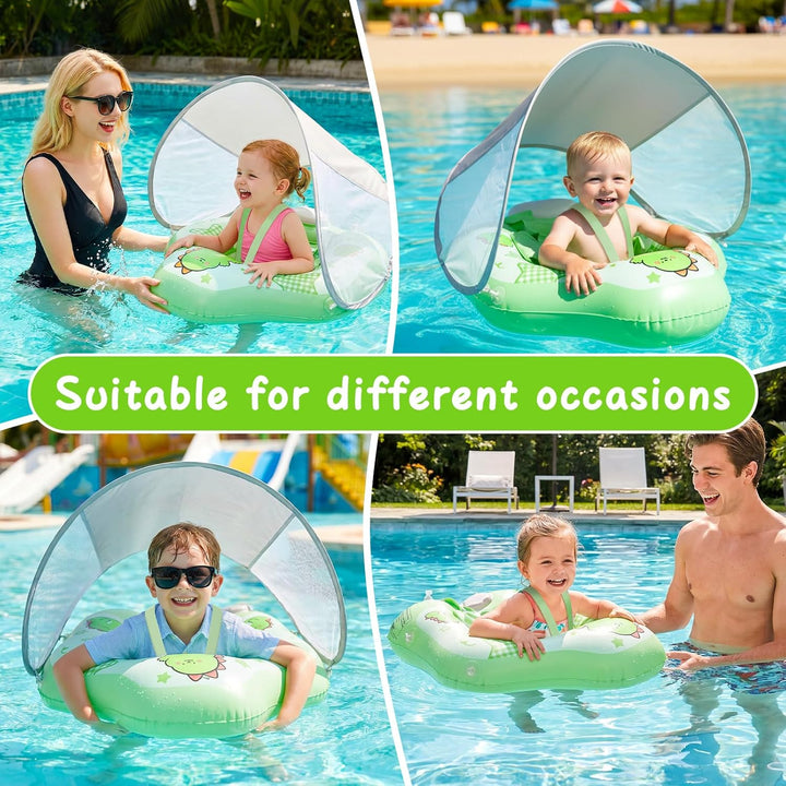 Mineup Baby Schwimmring mit Sonnendach, UPF50+ Baby Float, Schwimmhilfe Mit Sicherheitssitz, Schwimm