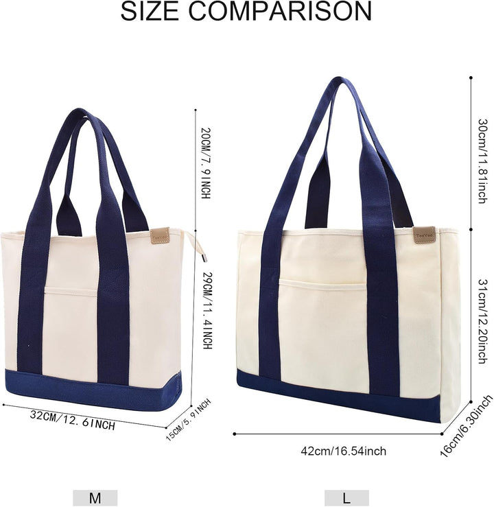 Damen Mittelgross Handtasche Canvas Satchel Tote Bag Schultertasche Shopper für Bücher Alltag Arbeit