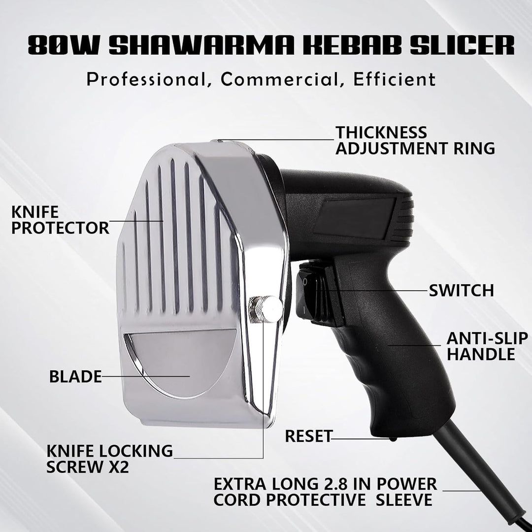 Qcwwy Elektrischer Kebab-Schneider, Elektrisches Schawarma-Döner-Kebab-Messer, Elektrisches Geschnit