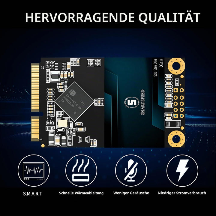 mSATA SSD 64GB Mini SATA 3 (6Gb/s) TLC 3D NAND SSD Festplatte Interne Solid State Drive für Notebook