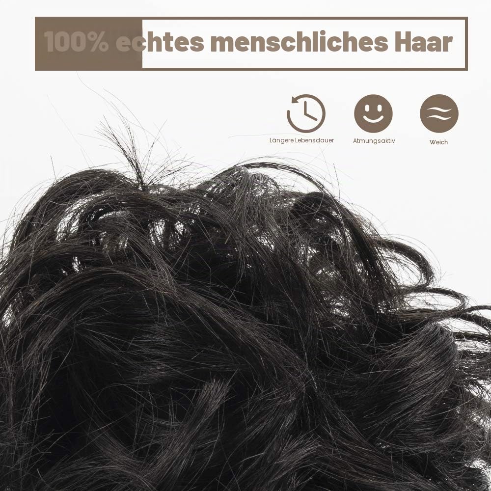 BARSDAR 100% Echthaar Haarteil Haargummi，Gelockt Unordentlich dutt extensions echthaar Haarteil Haar