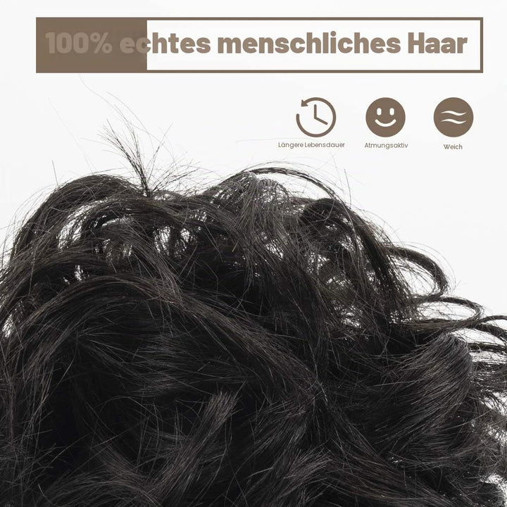 BARSDAR 100% Echthaar Haarteil Haargummi，Gelockt Unordentlich dutt extensions echthaar Haarteil Haar