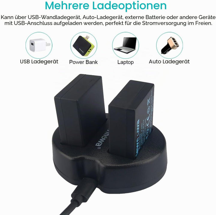 Newmowa Ersatz Akku DMW-BLC12 (2er Pack) und Tragbar Micro USB Ladegerät Kit für Panasonic DMW-BLC12
