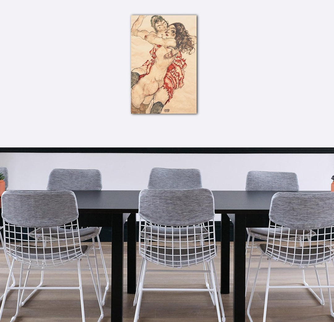 Printed Paintings Leinwand (40x60cm): Egon Schiele - Zwei Sich umarmende Frauen 40x60 cm, 40x60 cm