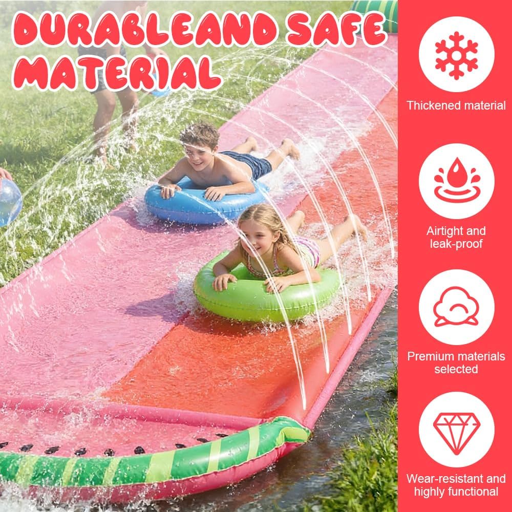 Wasserrutsche Garten Für Kinder, 480x140 Cm Doppelrutsche Mit Eingebautem Sprinkler,Double Water Sli