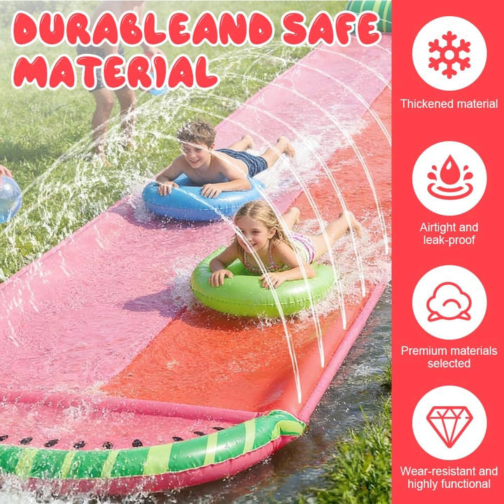 Wasserrutsche Garten Für Kinder, 480x140 Cm Doppelrutsche Mit Eingebautem Sprinkler,Double Water Sli