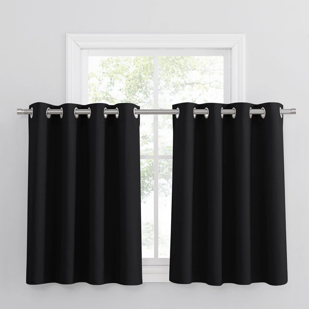 PONY DANCE Scheibengardine Blickdicht Küchengardinen Kurz Ösenschal 2er Set H 90 x B 132 cm Vorhang
