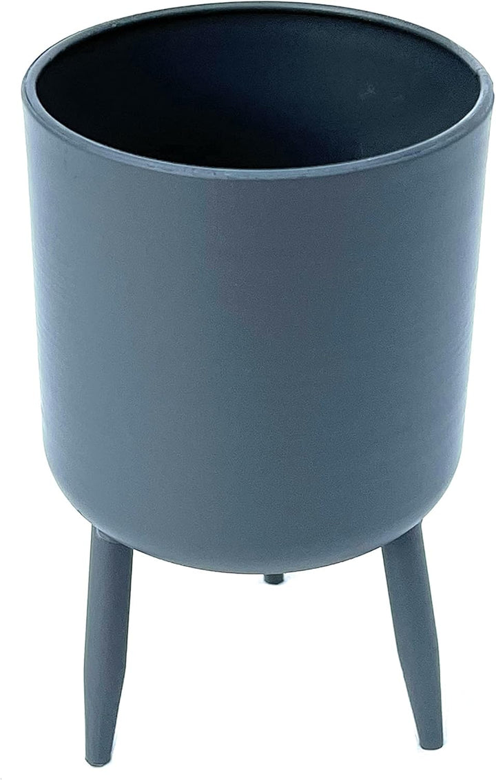 DanDiBo Blumentopf mit Füssen Pflanztopf Blumenkübel mit Beinen Metall Grau 17 cm 96260 S Modern Pfl