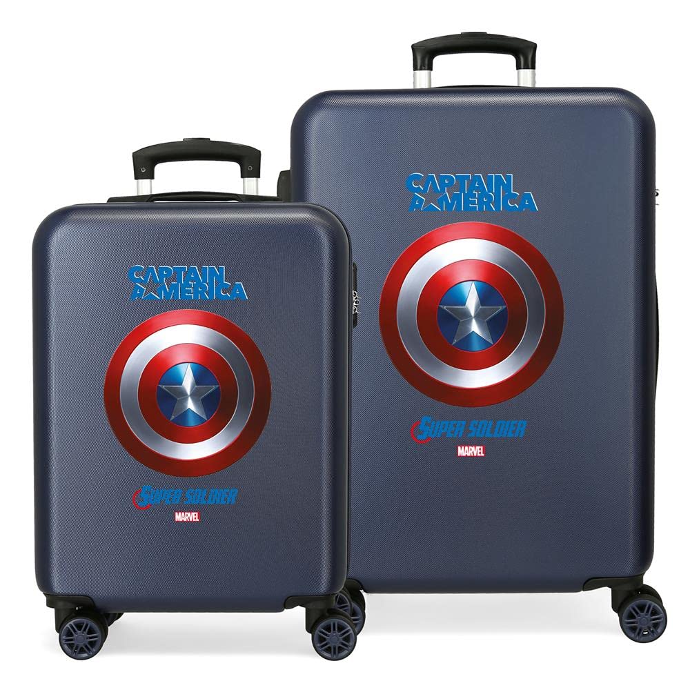 Marvel Avengers Sky Avengers Kofferset Blau 55/68 cms Hartschalen ABS Kombinationsschloss 104L 4 Dop