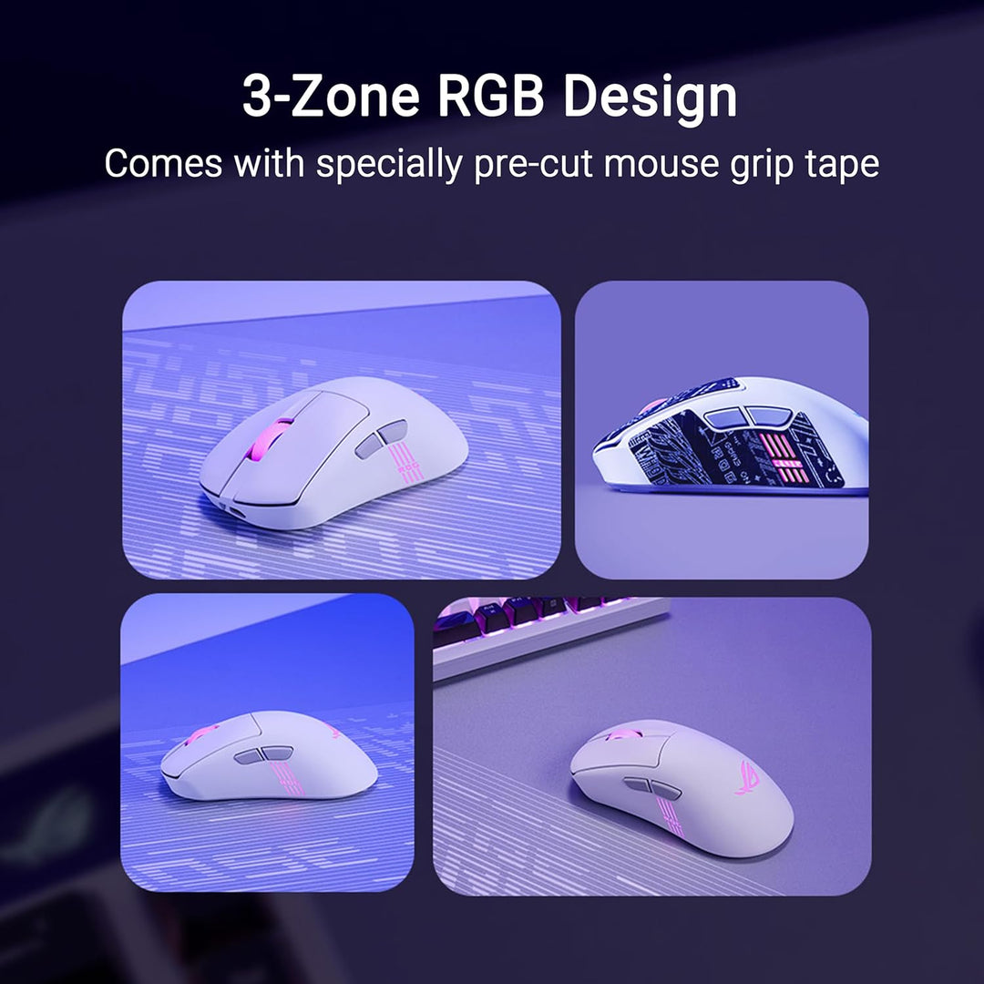 ASUS ROG Keris II Origin White Wireless RGB Gaming-Maus (ergonomisch, FPS Esport 65g leicht, ROG Aim