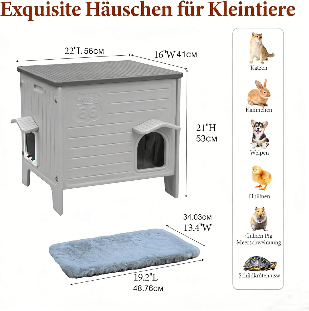 2-stöckiges Katzenhaus Outdoor, Winterfest für mittlere Katzen – Isolierte Ganzjahres-Schutzhütte mi