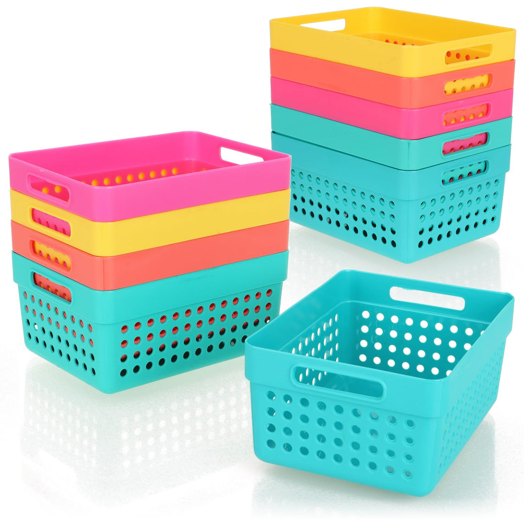com-four® 10x Aufbewahrungskorb - Deko-Körbe mit Seitengriffen - Kunststoffboxen für Kosmetik, Spiel