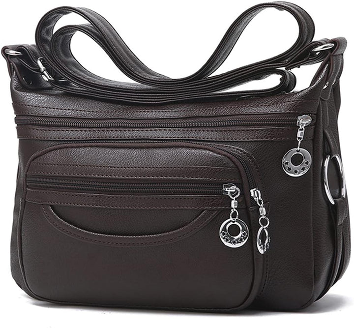 PORRASSO Damen Umhängetasche Multi-Tasche Wasserdicht Schultertasche Messenger Bag PU Handtasche für