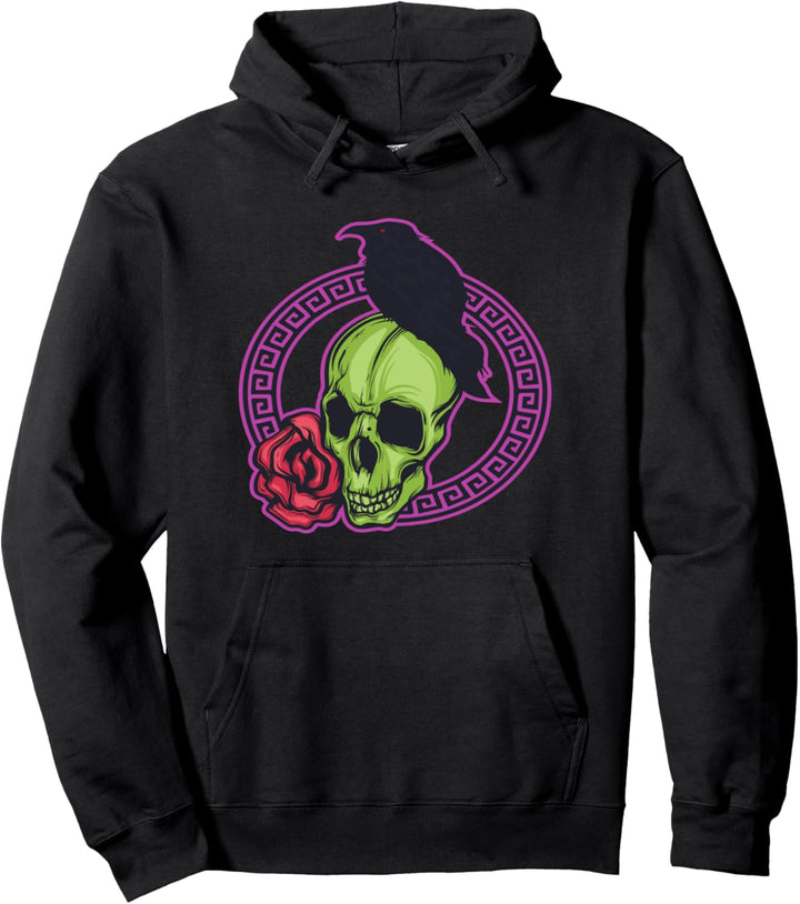 Gothic Rabe und Schädel Geschenk Rabe Pullover Hoodie