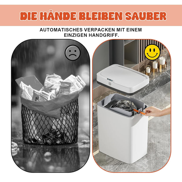 18L Automatischer Badezimmer Mülleimer mit Deckel aus Kunststoff | Wasserdichter Bewegungssensor Bag