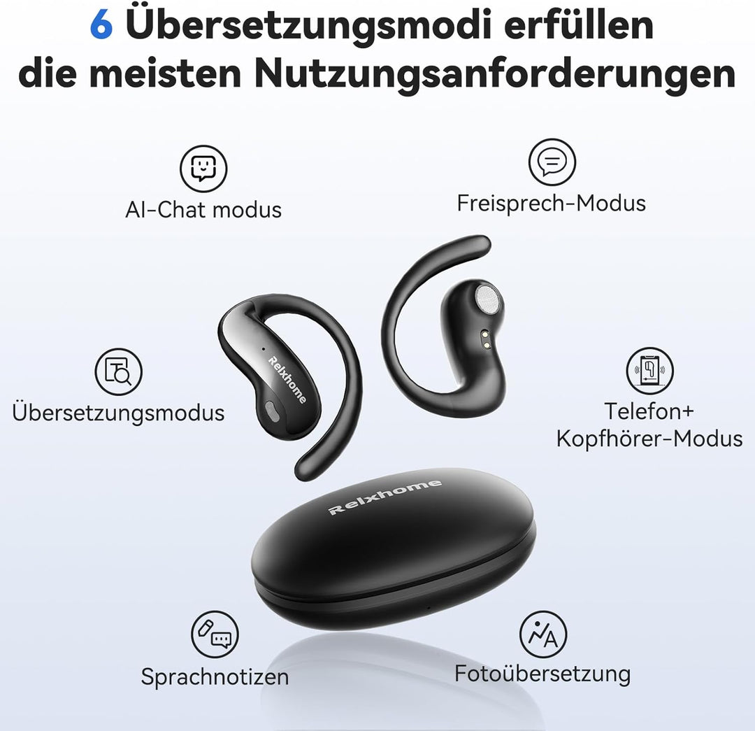 NE19 AI Übersetzer Kopfhörer, 3-in-1 Übersetzungskopfhörer für 134 Sprachen mit APP, Open Ear Sprach