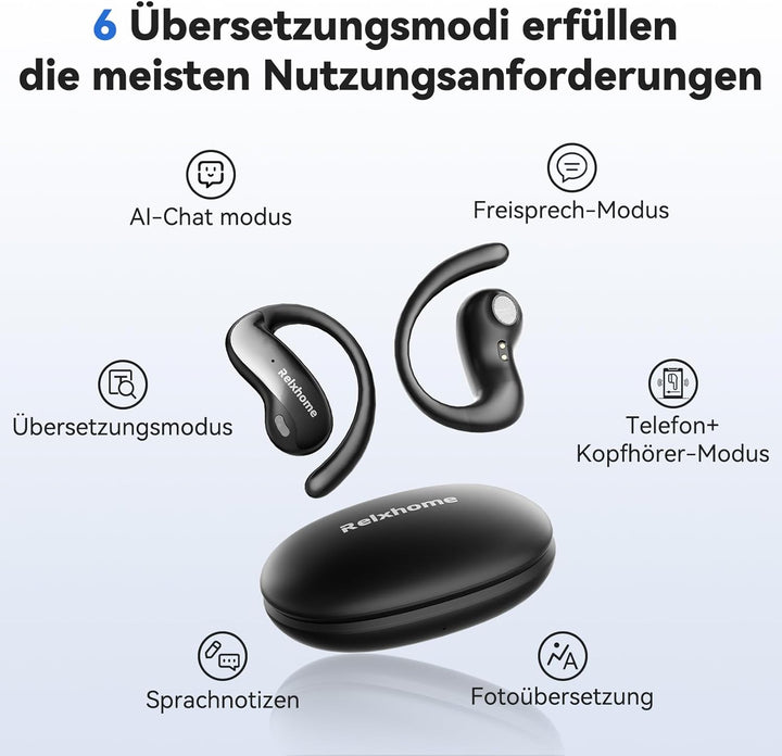NE19 AI Übersetzer Kopfhörer, 3-in-1 Übersetzungskopfhörer für 134 Sprachen mit APP, Open Ear Sprach