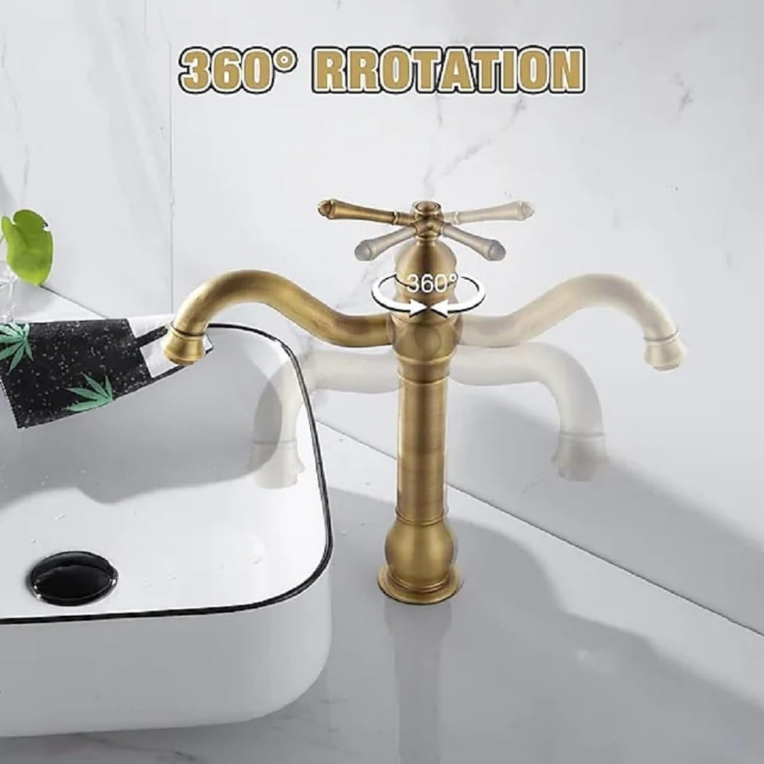 Gebürsteter Gold-Badezimmerhahn 360° Schwenkbarer Einhand-Badezimmerhahn Moderne elegante Küche Bade