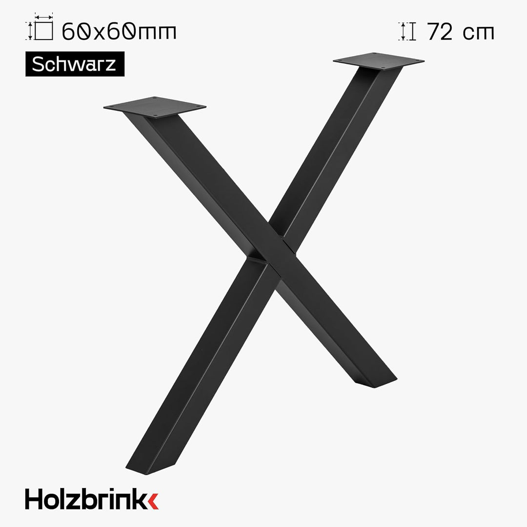 HOLZBRINK Tischbeine Metall Schwarz X-Form | Design Tischkufen/Tischgestell für Couchtisch, Esstisch