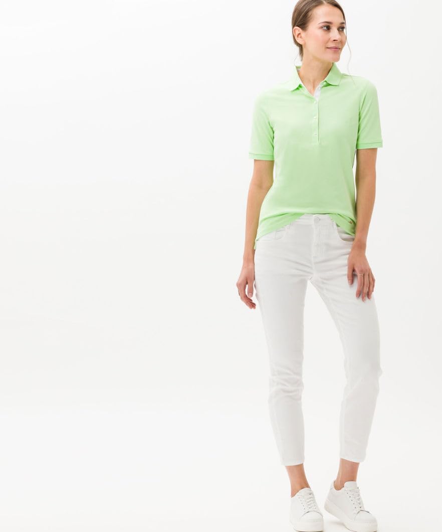 BRAX Damen Style Cleo Finest Pique Stretch Poloshirt, Frozen Apple