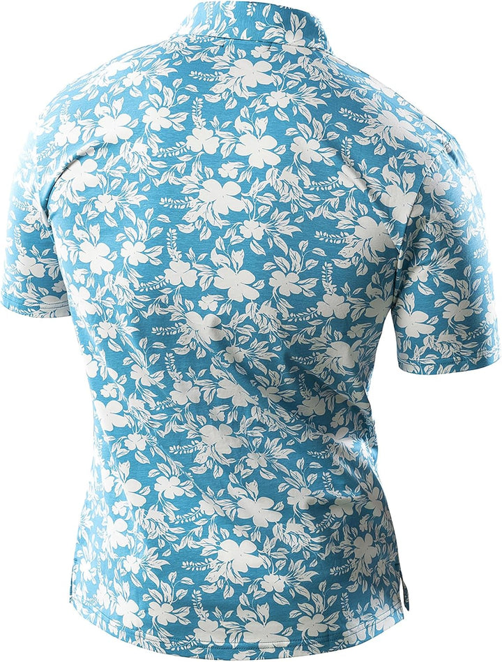 JOGAL Herren Golf Poloshirts Kurzarm Floral Sommer Freizeithemd Regular Fit Sport Outdoor Polo Tshir