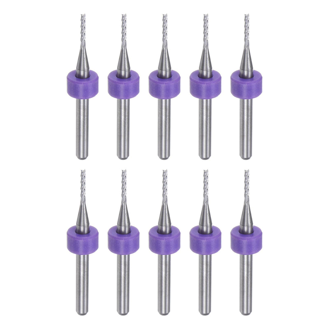 QUARKZMAN 10 Stück Hartmetallfräser 1.2mm Schaft mit Zentrierring , 6-Flöten CNC Fräser für Edelstah