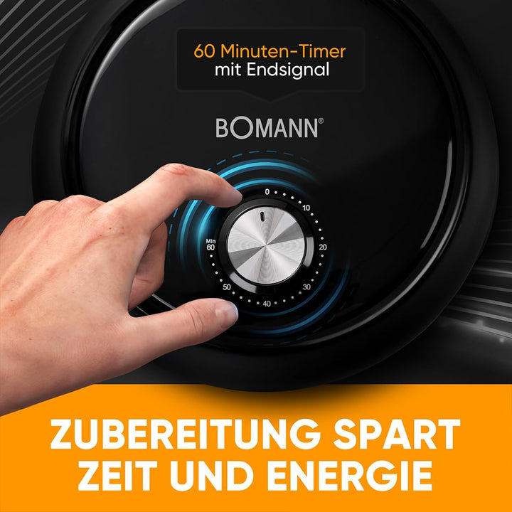 Bomann® Heissluftfritteuse mit 360° Air-Flow | Öl- und fettfreies Frittieren | Airfryer 80°C - 200°C