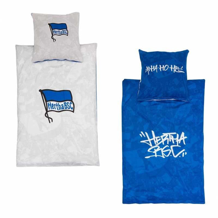 Hertha BSC Berlin Bettwäsche Set ** Fahnenmeer ** in 135 x 200 cm und 80 x 80 cm, Wendebettwäsche, B