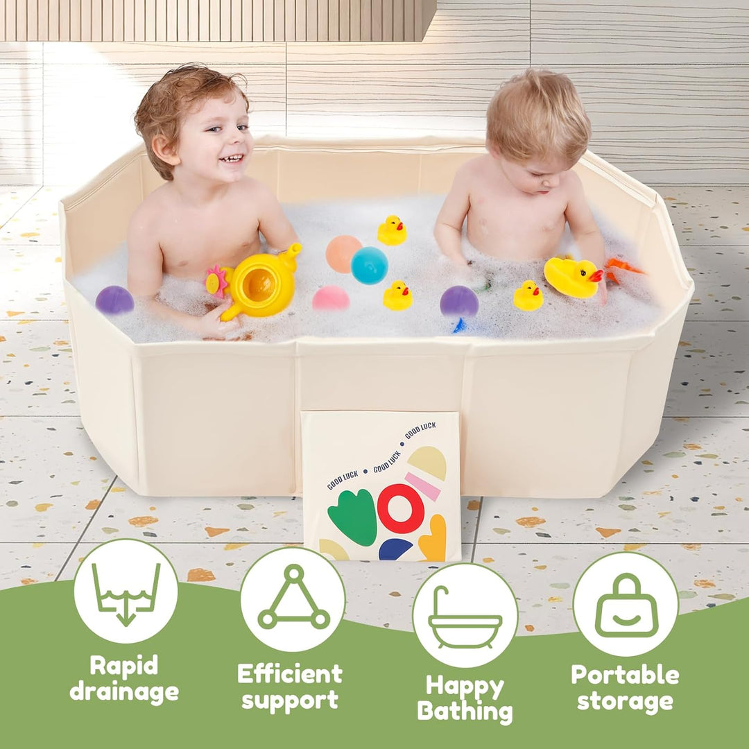 Baby Badewanne Faltbare, Grosse Kleinkindbadewanne mit 5 Kugeln 5 Enten Integrierte Badewanne Kinder