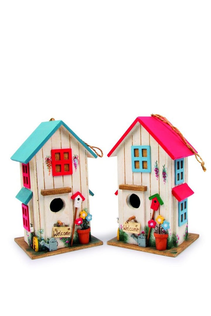 small foot Vogelhaus Villa Kunterbunt, aus Holz, wetterfest Dekoration für Balkon, Garten oder Terra