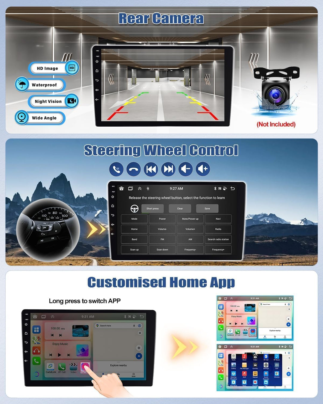 6G+128G CAMECHO Android 15 Autoradio für Ford Fiesta 2009-2014 mit Navi Carplay Android Auto,Octa Co